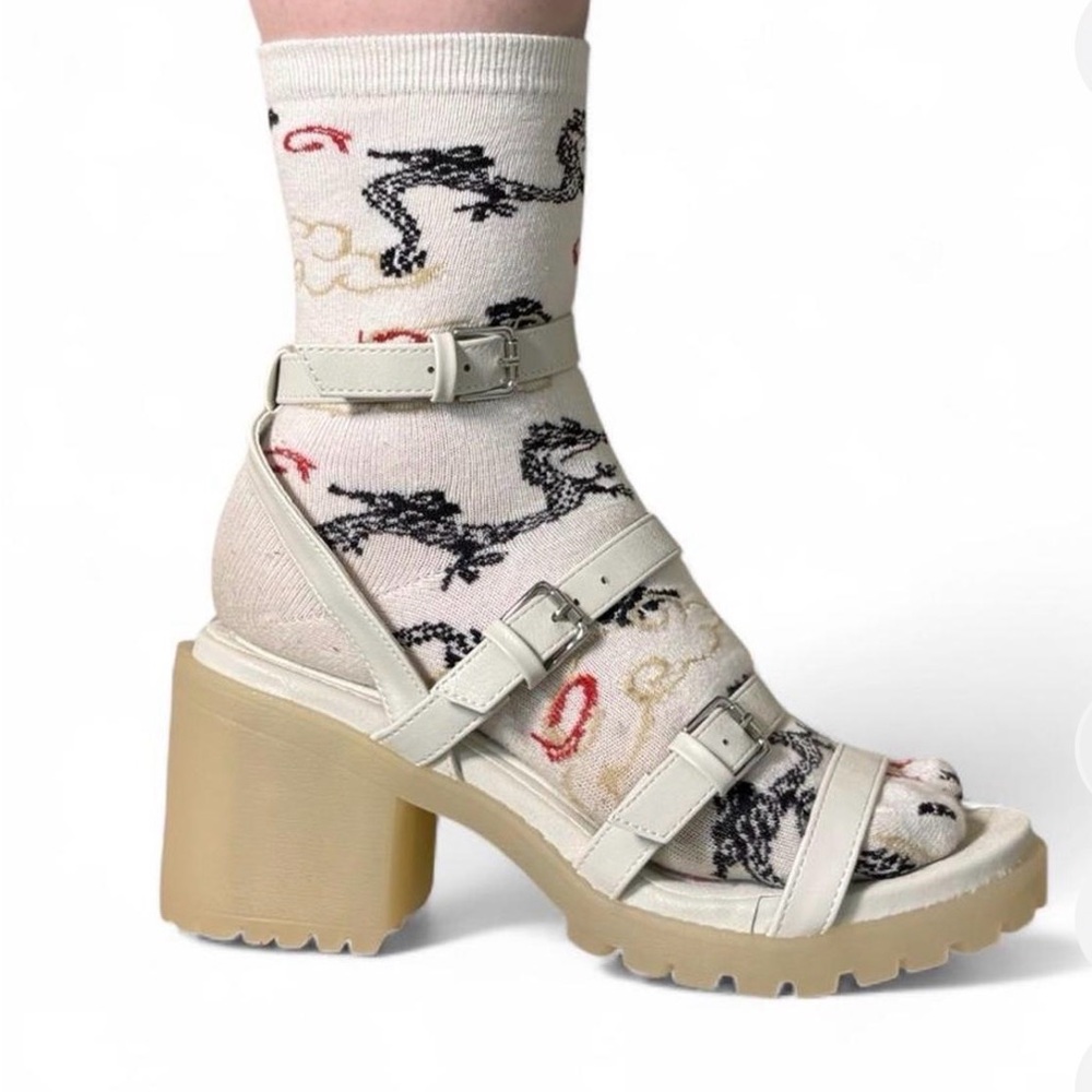 Dirty Laundry Cream Chunky Heel Sandals